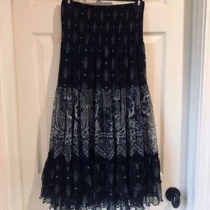 Black Strapless Ruched Midi Dress